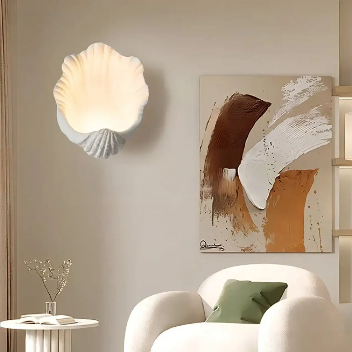 Applique murale coquillage, blanc ou rose