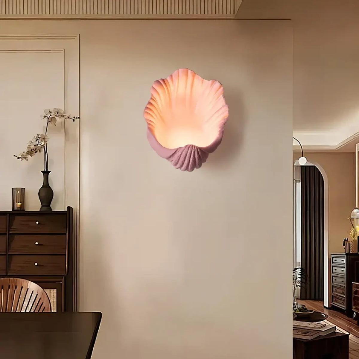 Applique murale coquillage, blanc ou rose