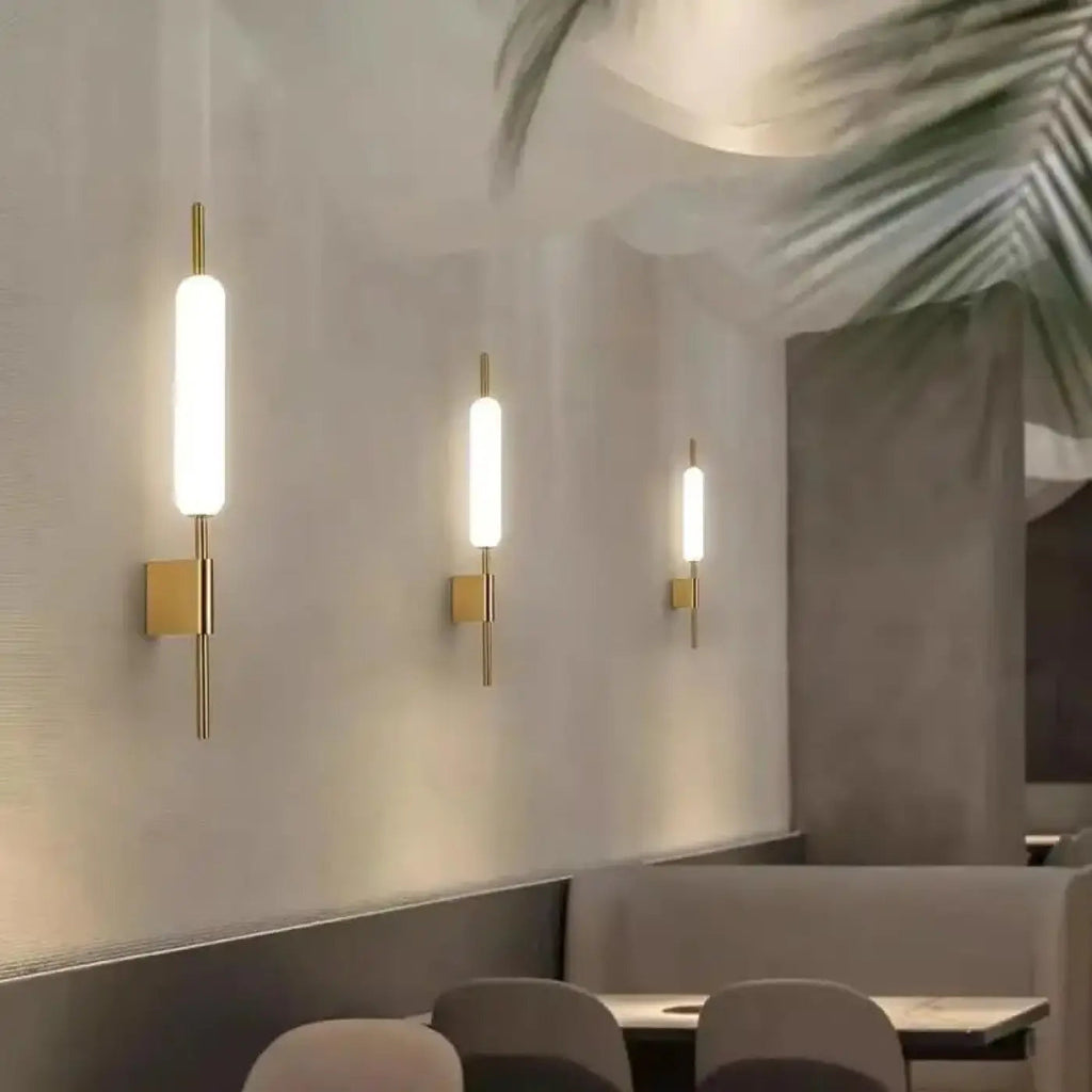 Applique murale LED dorée verticale, blanc chaud ou froid