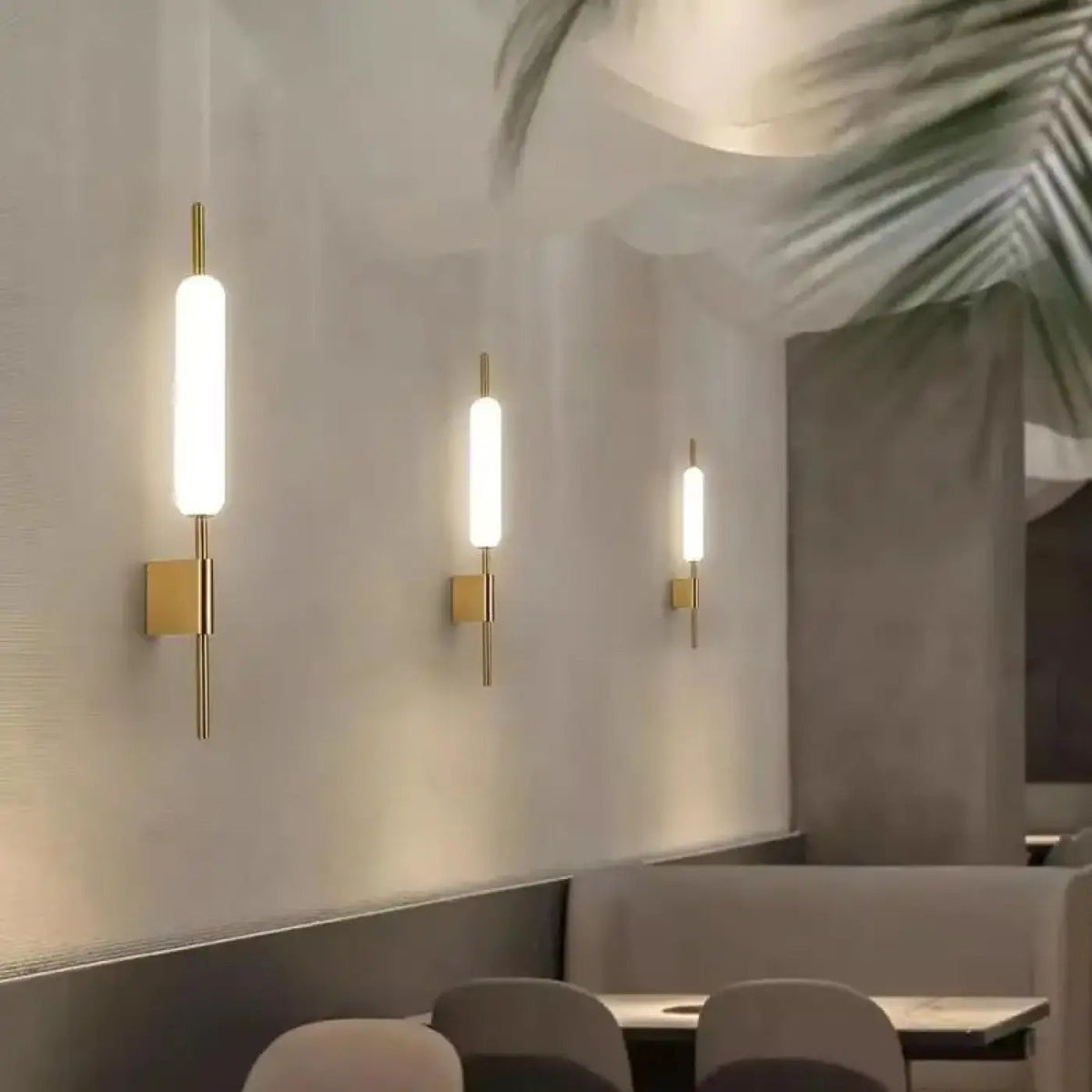 Applique murale LED dorée verticale, blanc chaud ou froid