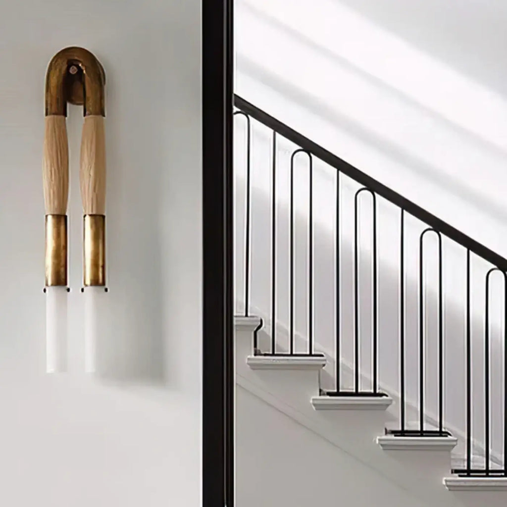 Applique murale à double tube LED, métal et tissu, trois coloris
