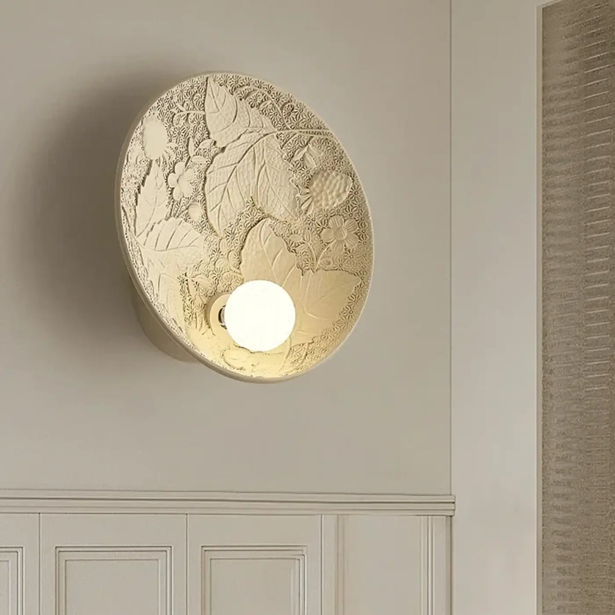 Applique murale en résine et verre, blanche ou beige