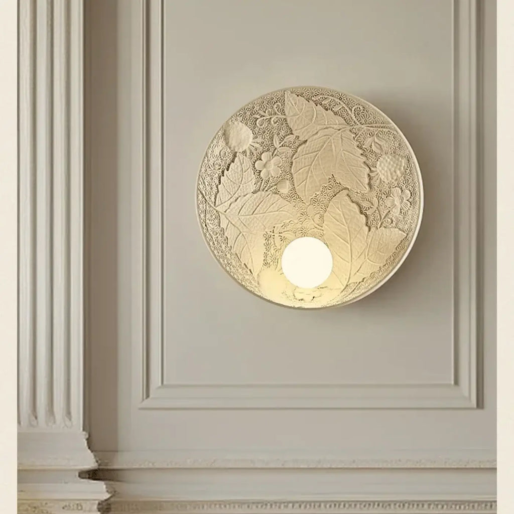 Applique murale en résine et verre, blanche ou beige