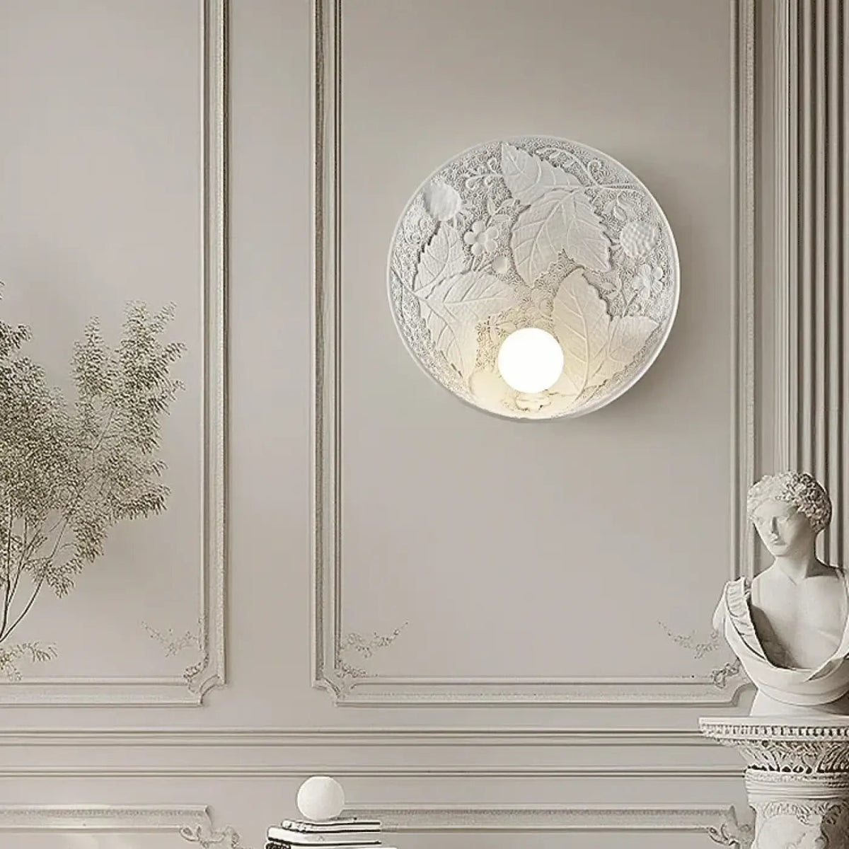 Applique murale en résine et verre, blanche ou beige, blanc