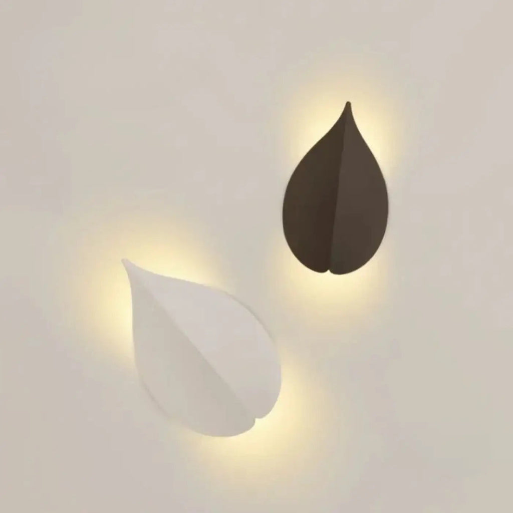 Applique murale en forme de feuille à halo, noir ou blanc