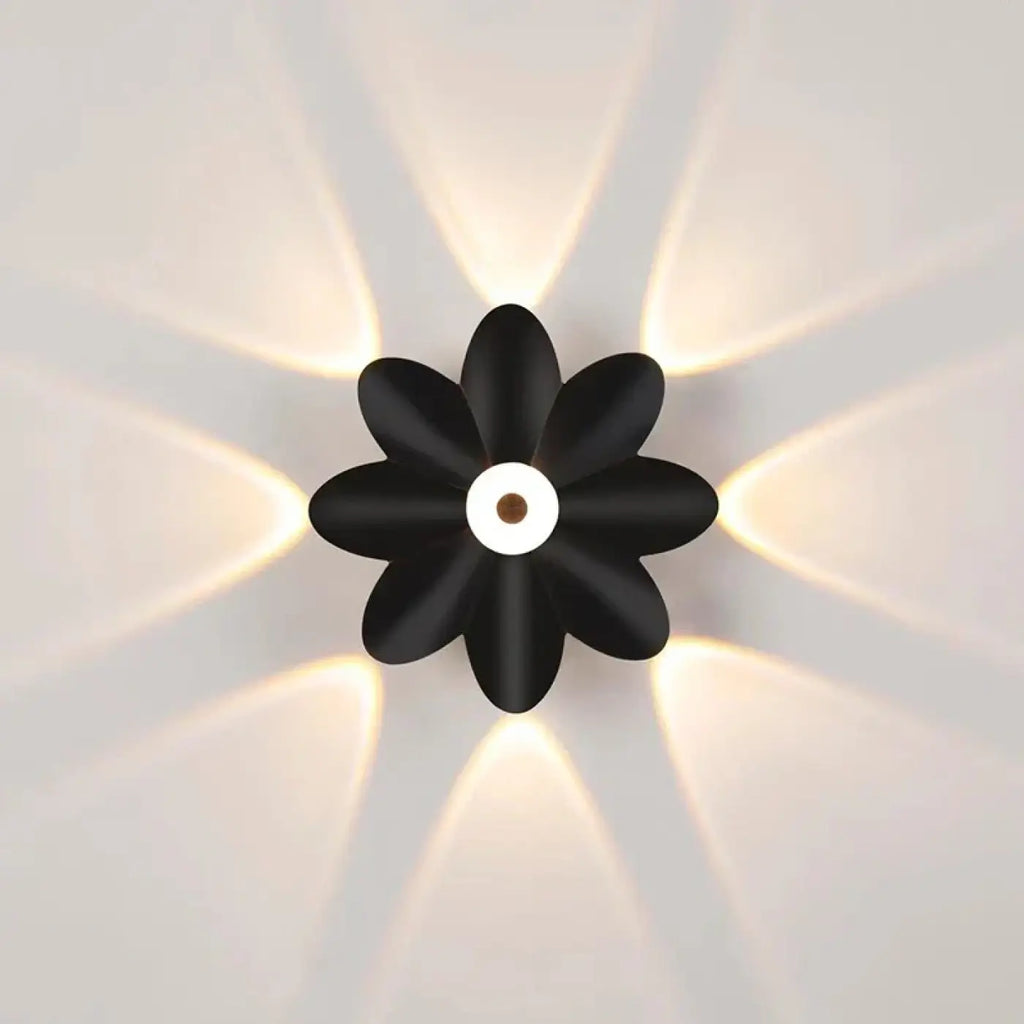 Applique murale LED en forme de fleur, blanche ou noire, S, M, L