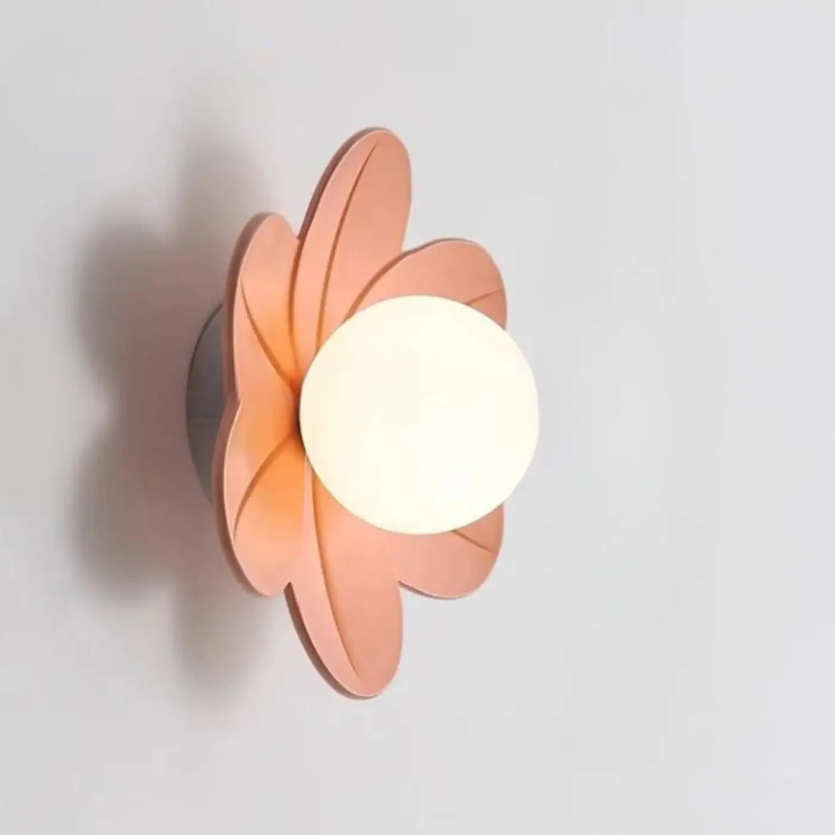 Applique murale fleur avec boule en verre blanc, trois coloris, rose