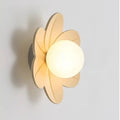 Applique murale fleur avec boule en verre blanc, trois coloris, jaune