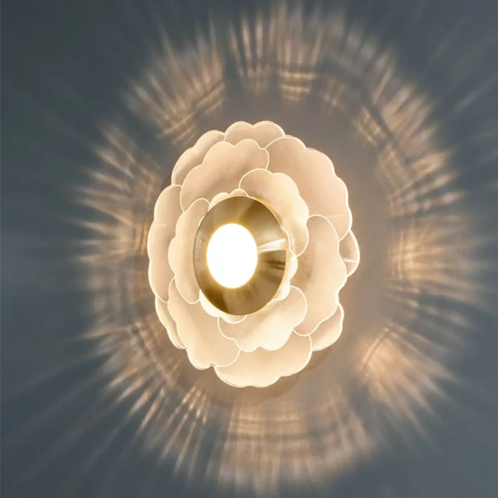 Applique murale fleur lumineuse à touches dorées, trois modèles