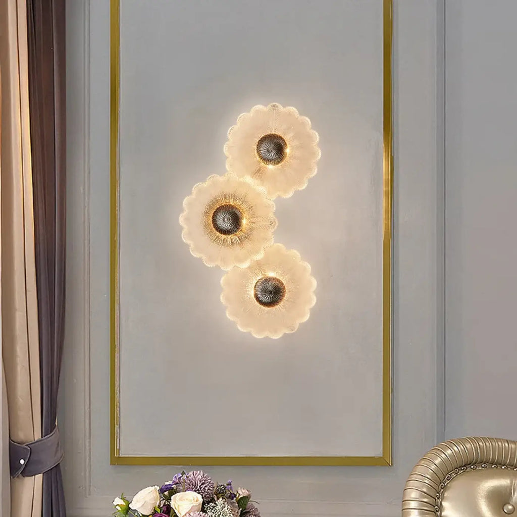 Applique murale fleurs en verre et doré, tailles S ou M