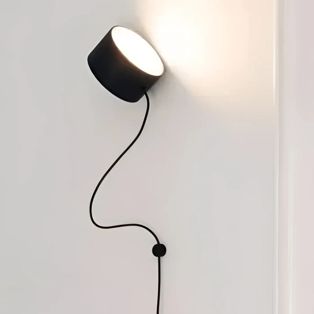Applique murale flexible noire à long câble