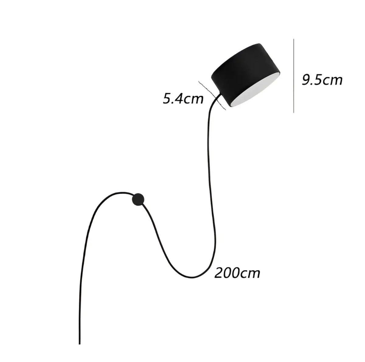 Applique murale flexible noire à long câble