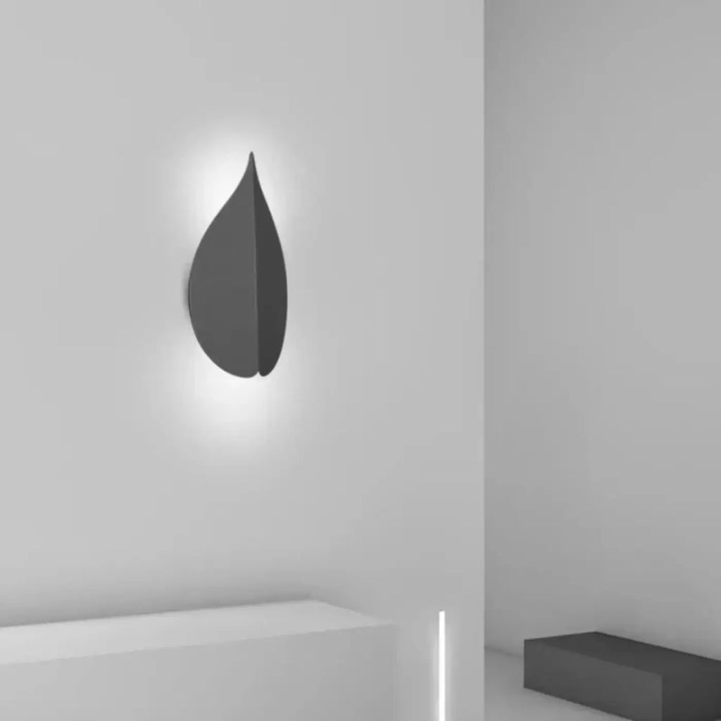 Applique murale en forme de feuille à halo, noir ou blanc, noir