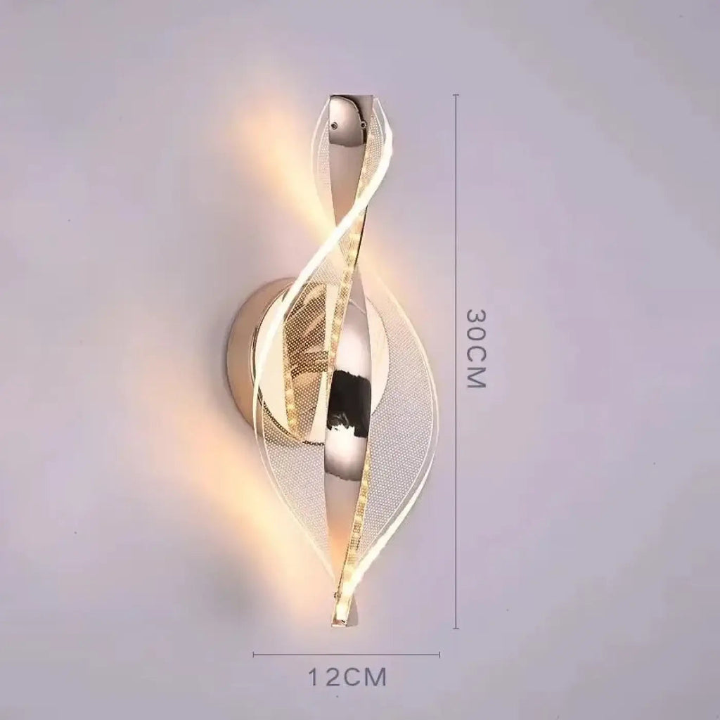 Applique murale dorée sculpturale, LED intégrée, blanc chaud ou froid