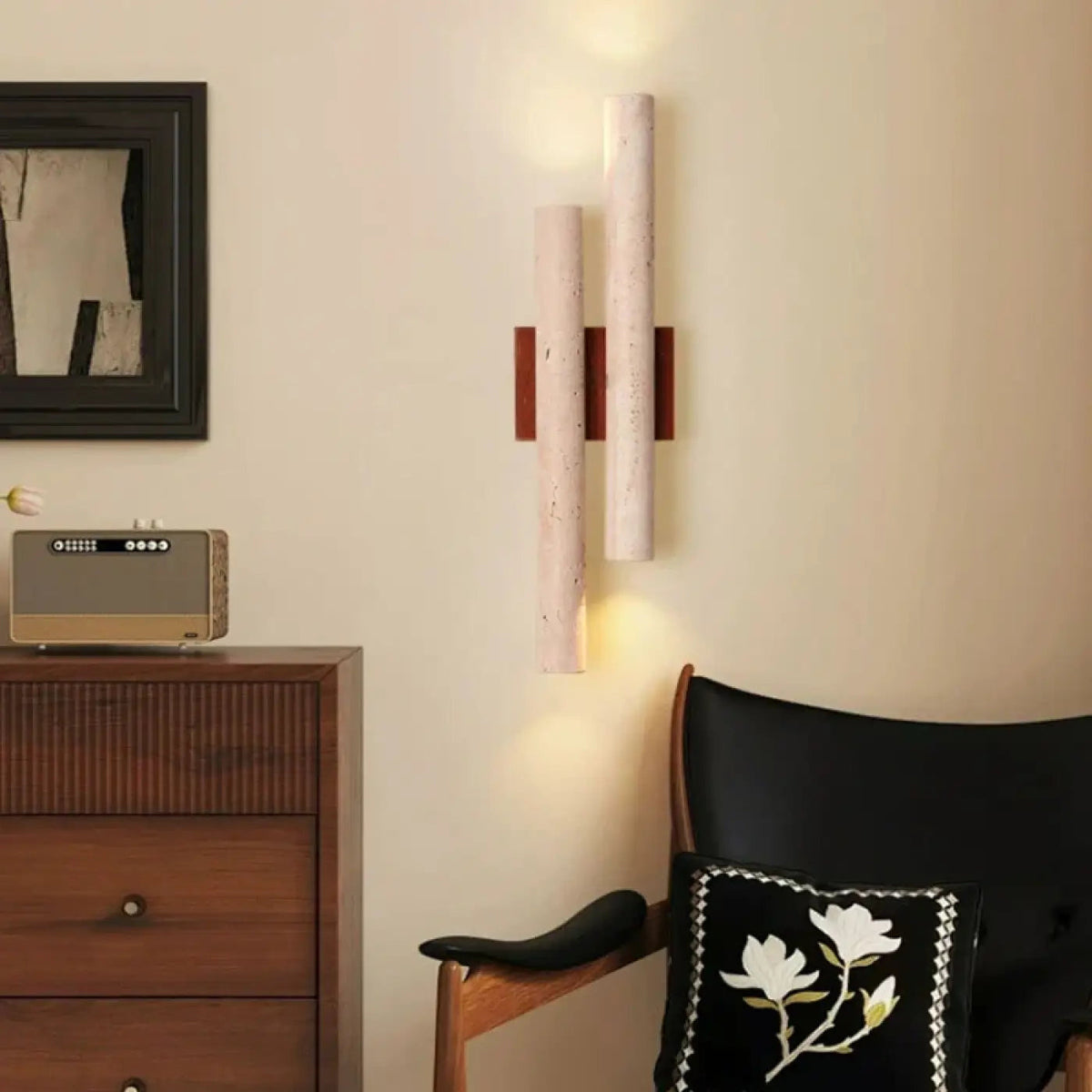 Applique murale minimaliste en bois et marbre