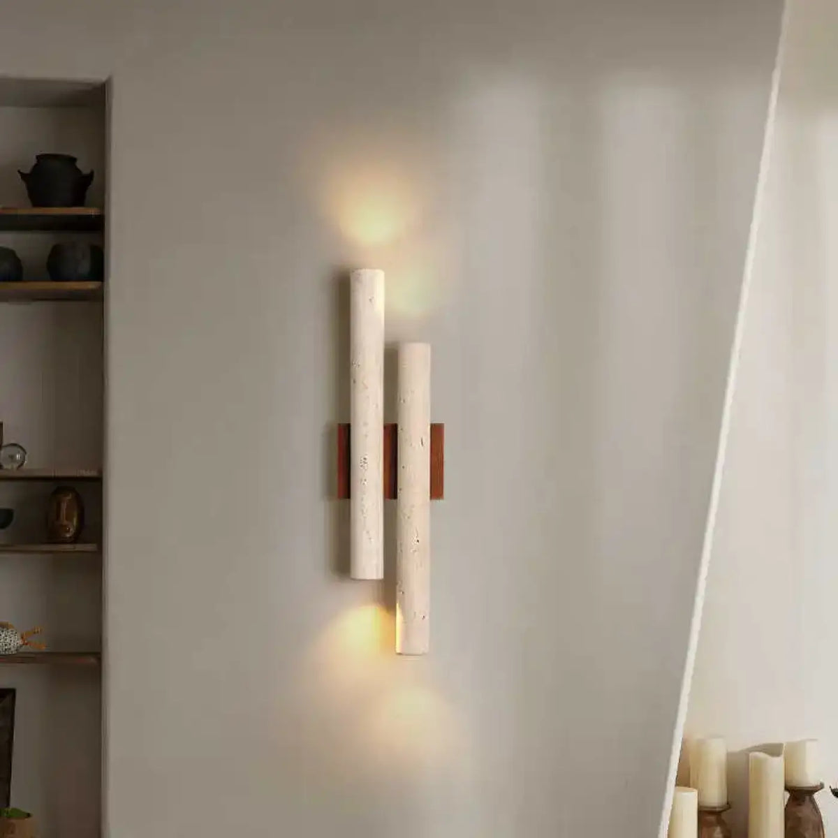 Applique murale minimaliste en bois et marbre