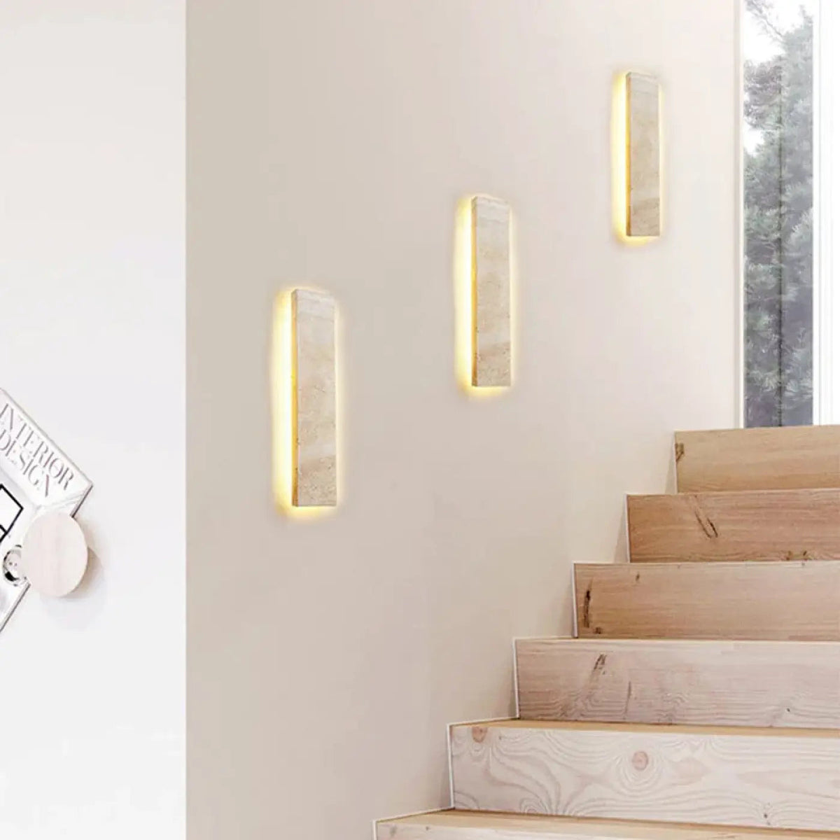 Applique murale LED en pierre, forme ovale ou rectangle