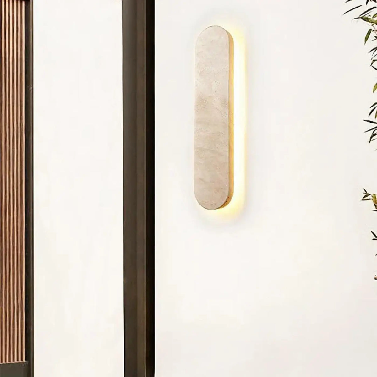 Applique murale LED en pierre, forme ovale ou rectangle