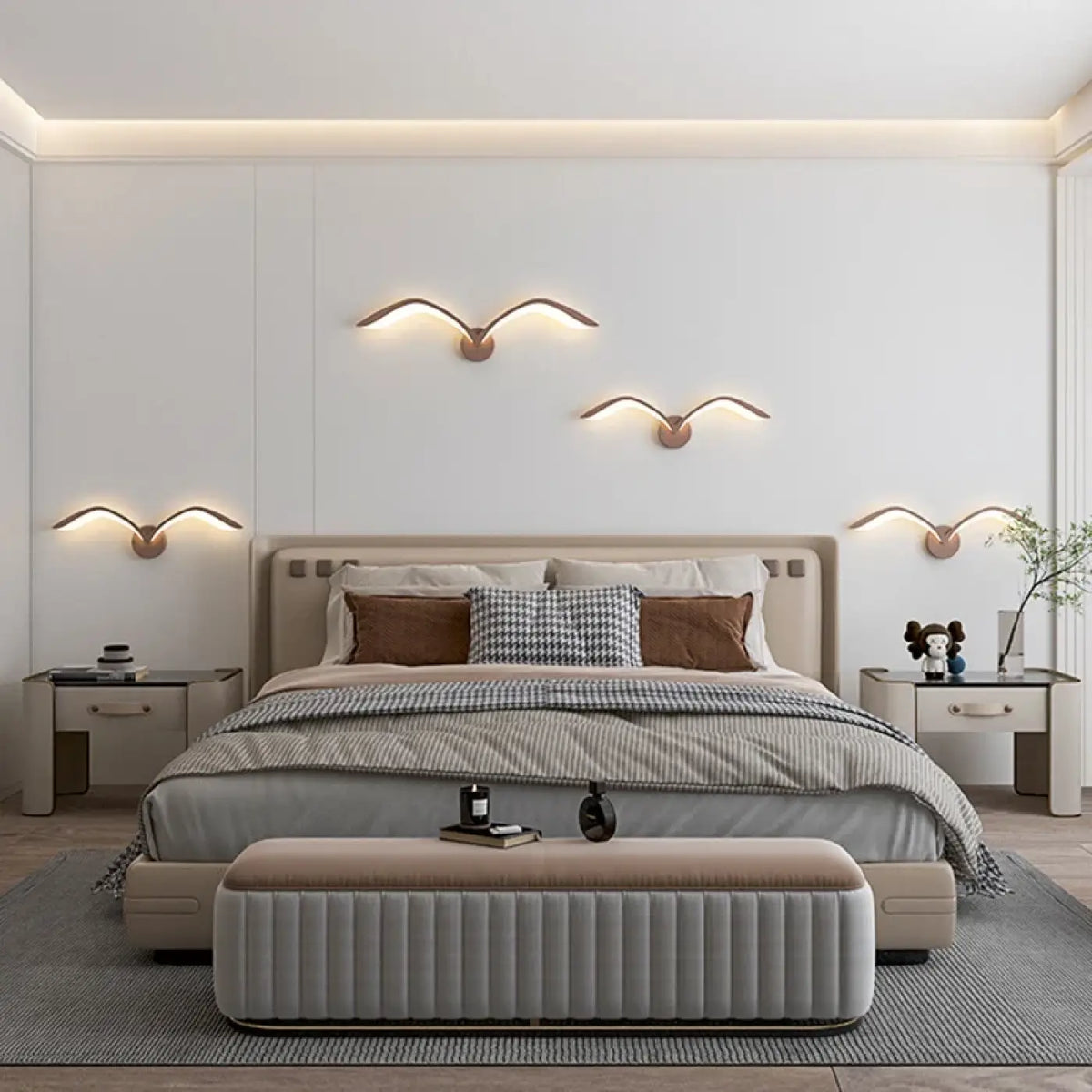 Applique murale en forme d'ailes, marron ou blanc, tailles S et M