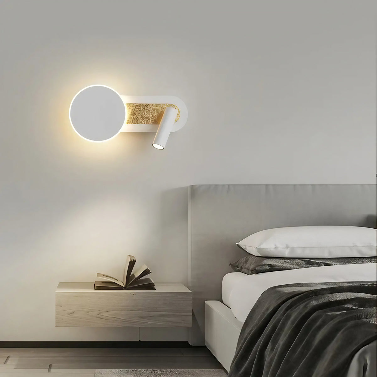 Applique murale LED moderne, noire ou blanche