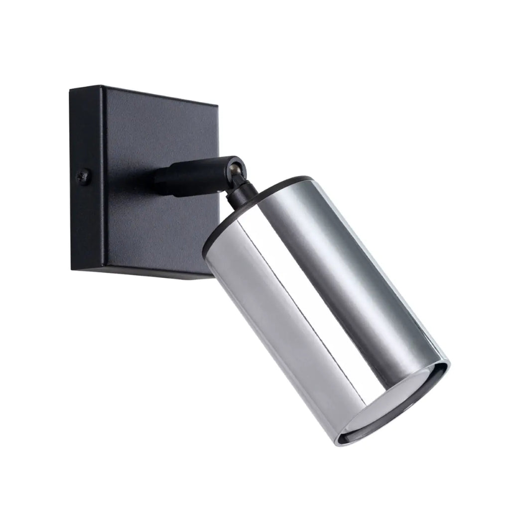Applique murale spot orientable noir et chrome, 18,5 cm