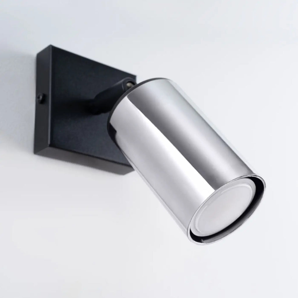 Applique murale spot orientable noir et chrome, 18,5 cm