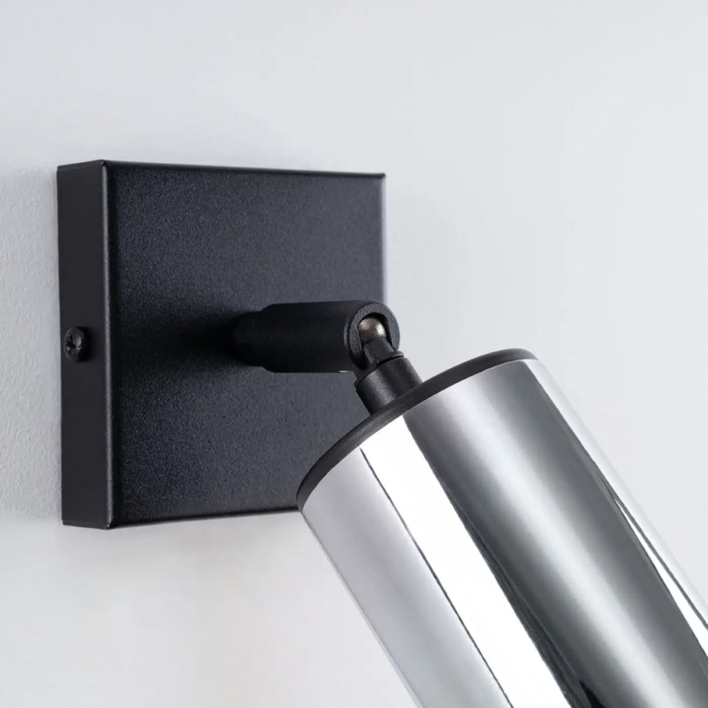 Applique murale spot orientable noir et chrome, 18,5 cm