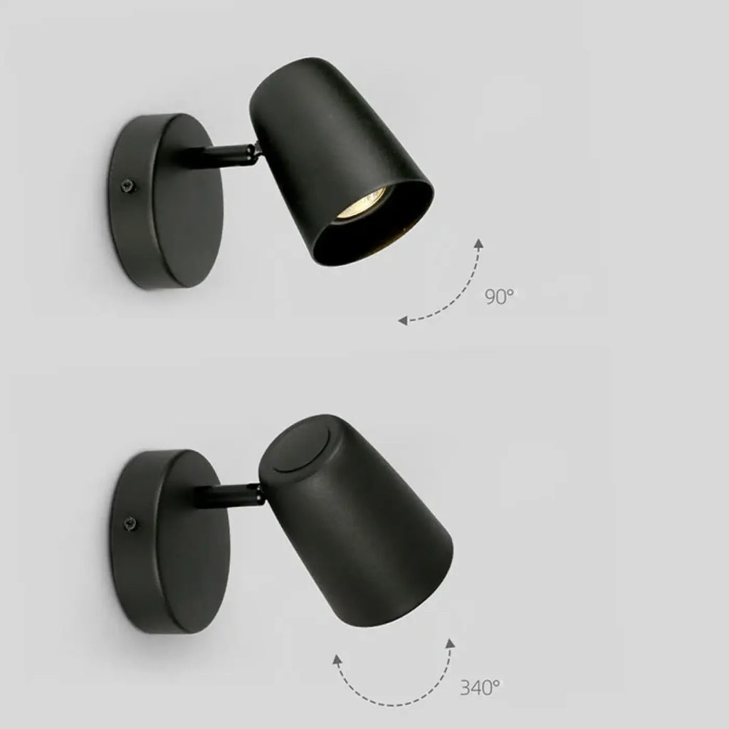 Applique murale cylindre orientable, noir, argenté ou blanc