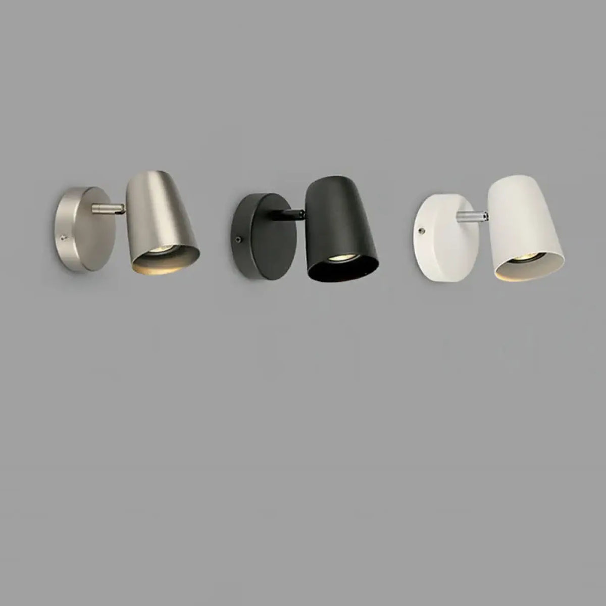 Applique murale cylindre orientable, noir, argenté ou blanc