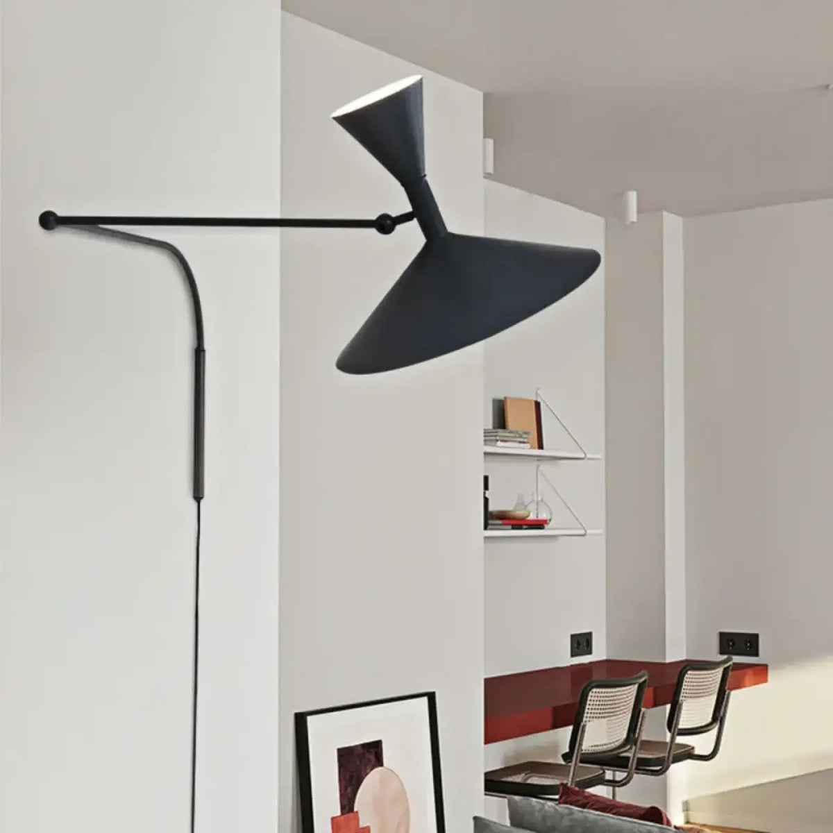 Applique murale orientable en métal, noir, gris ou blanc