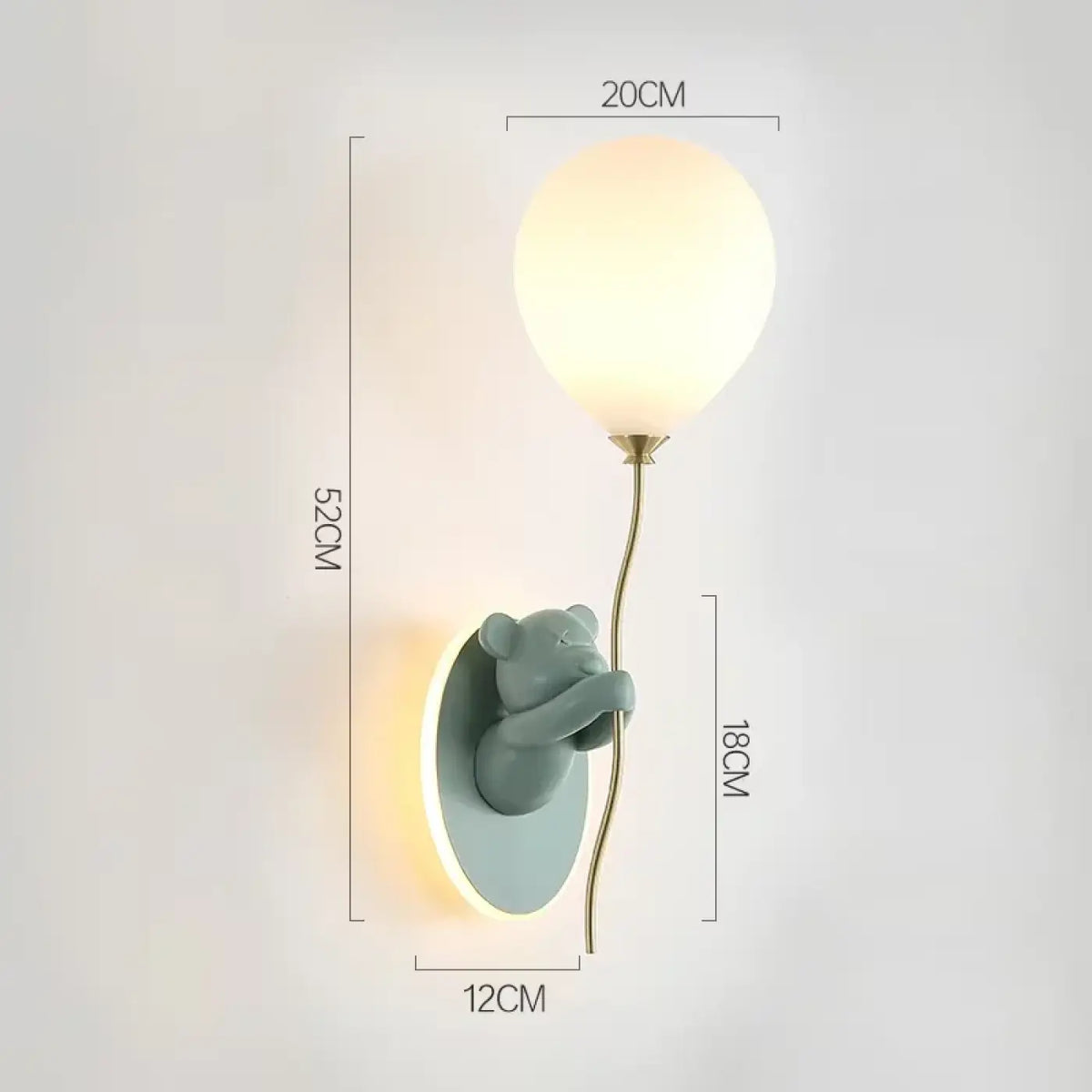 Applique murale ourson avec boule lumineuse, cinq coloris, vert