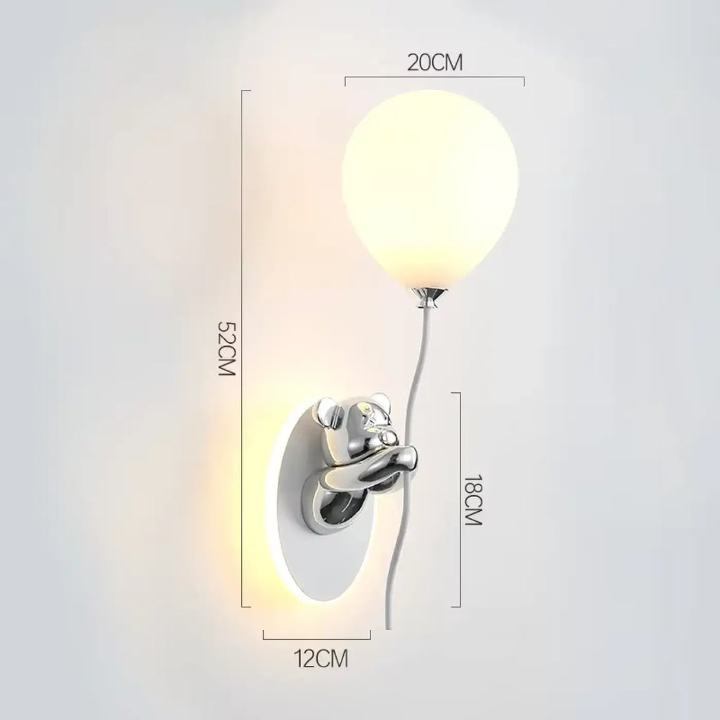 Applique murale ourson avec boule lumineuse, cinq coloris, argenté