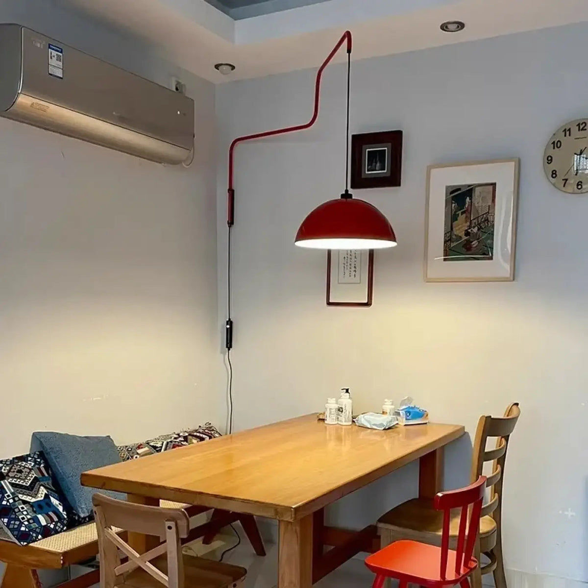 Applique murale rouge à bras articulé, blanc chaud ou froid