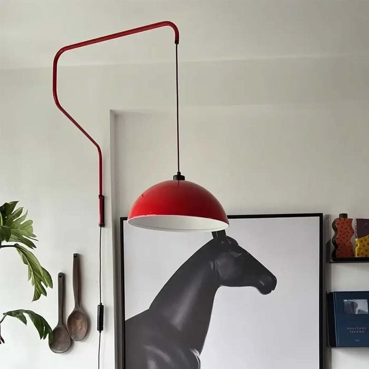 Applique murale rouge à bras articulé, blanc chaud ou froid