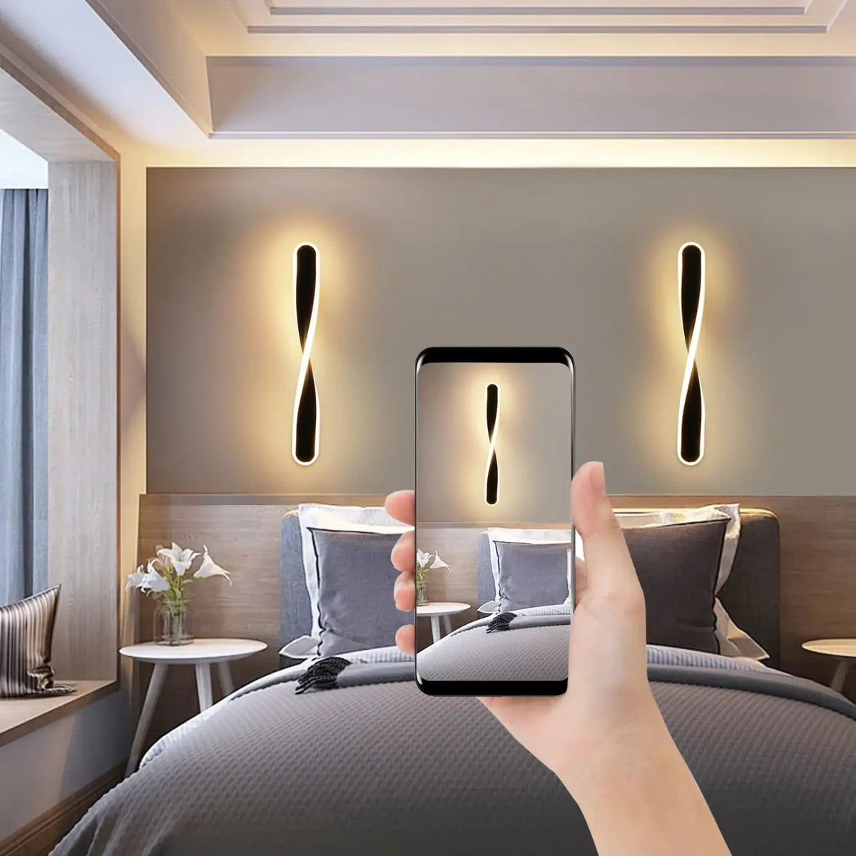 Applique murale torsadée LED intégrée, verre et métal doré