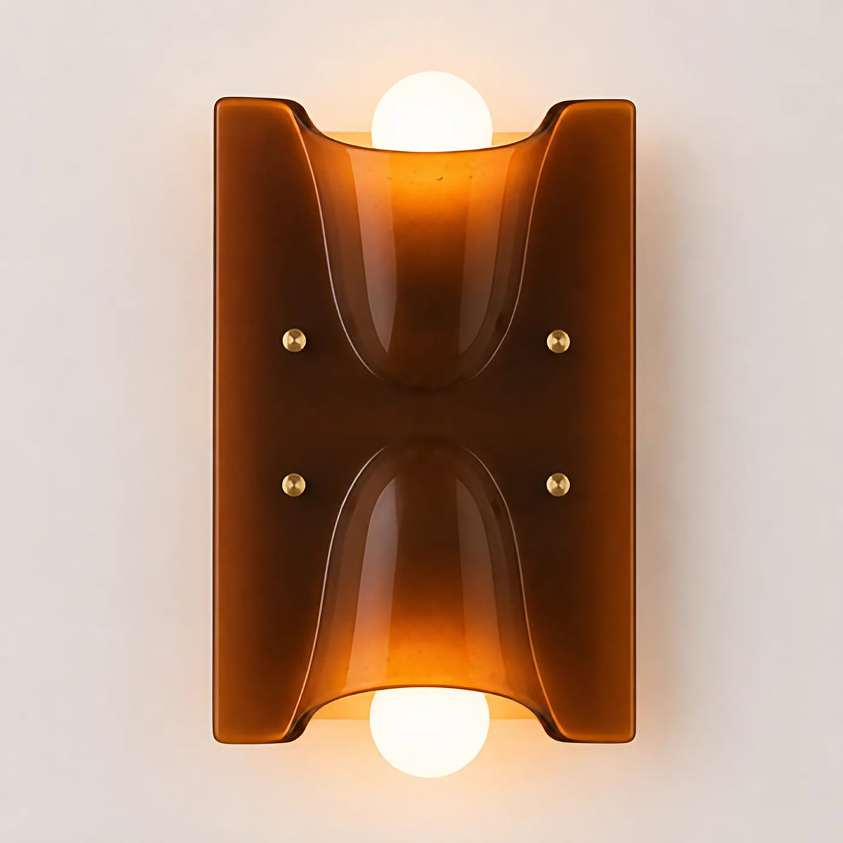 Applique murale en verre sculpté, lumière vers le haut et le bas, marron