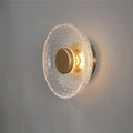 Applique disque en verre texturé avec halo lumineux