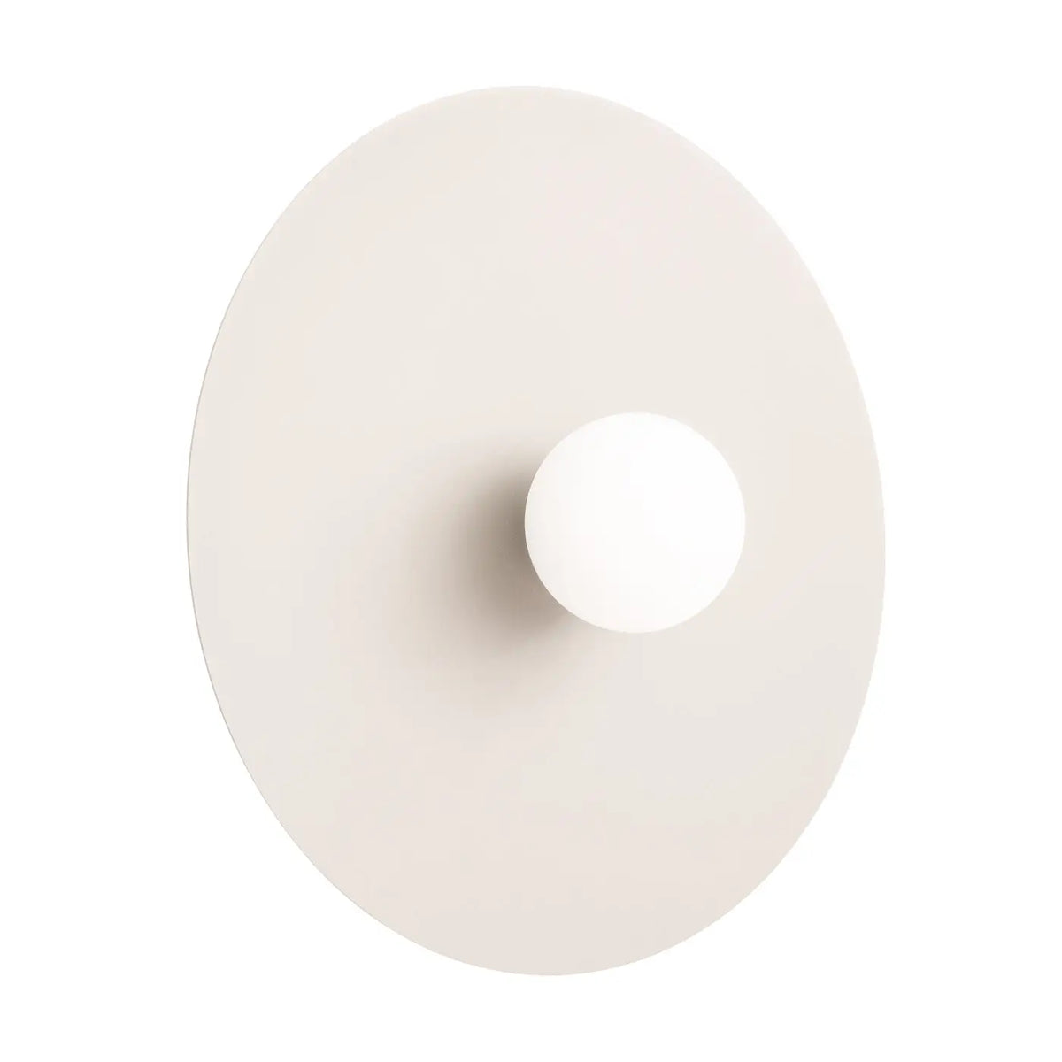 Applique murale grand disque en acier et globe opale, 50 cm, beige