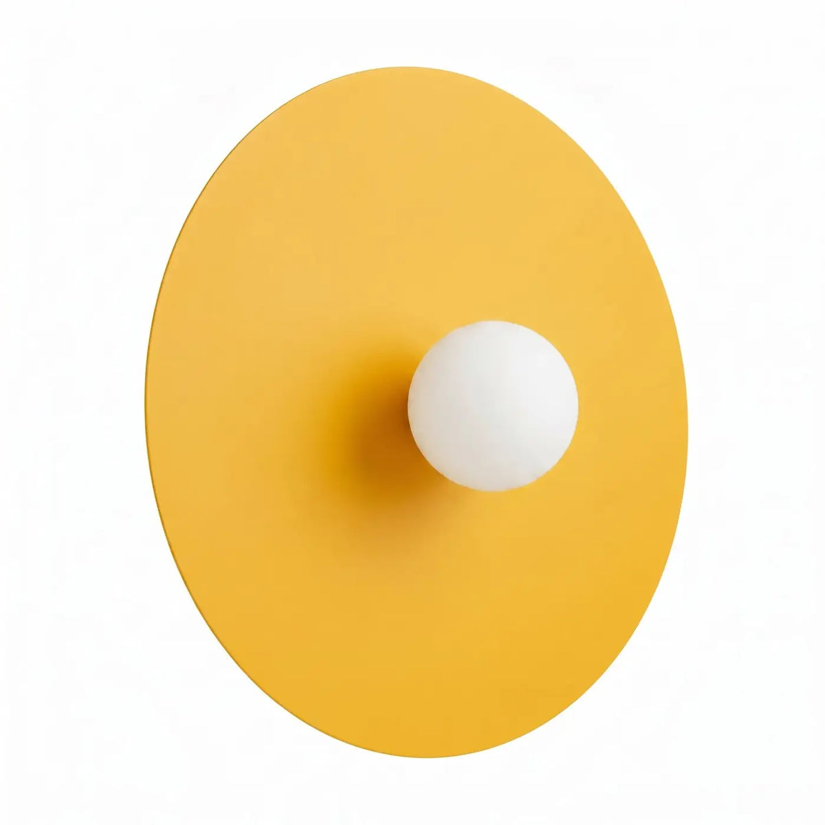 Applique murale grand disque en acier et globe opale, 50 cm, jaune
