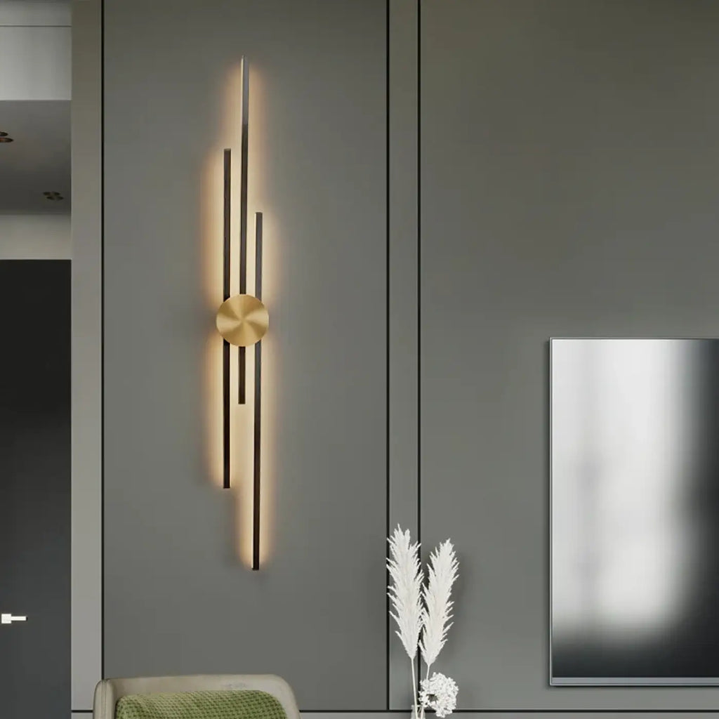 Applique murale LED moderne à trois barres, dorée ou noire