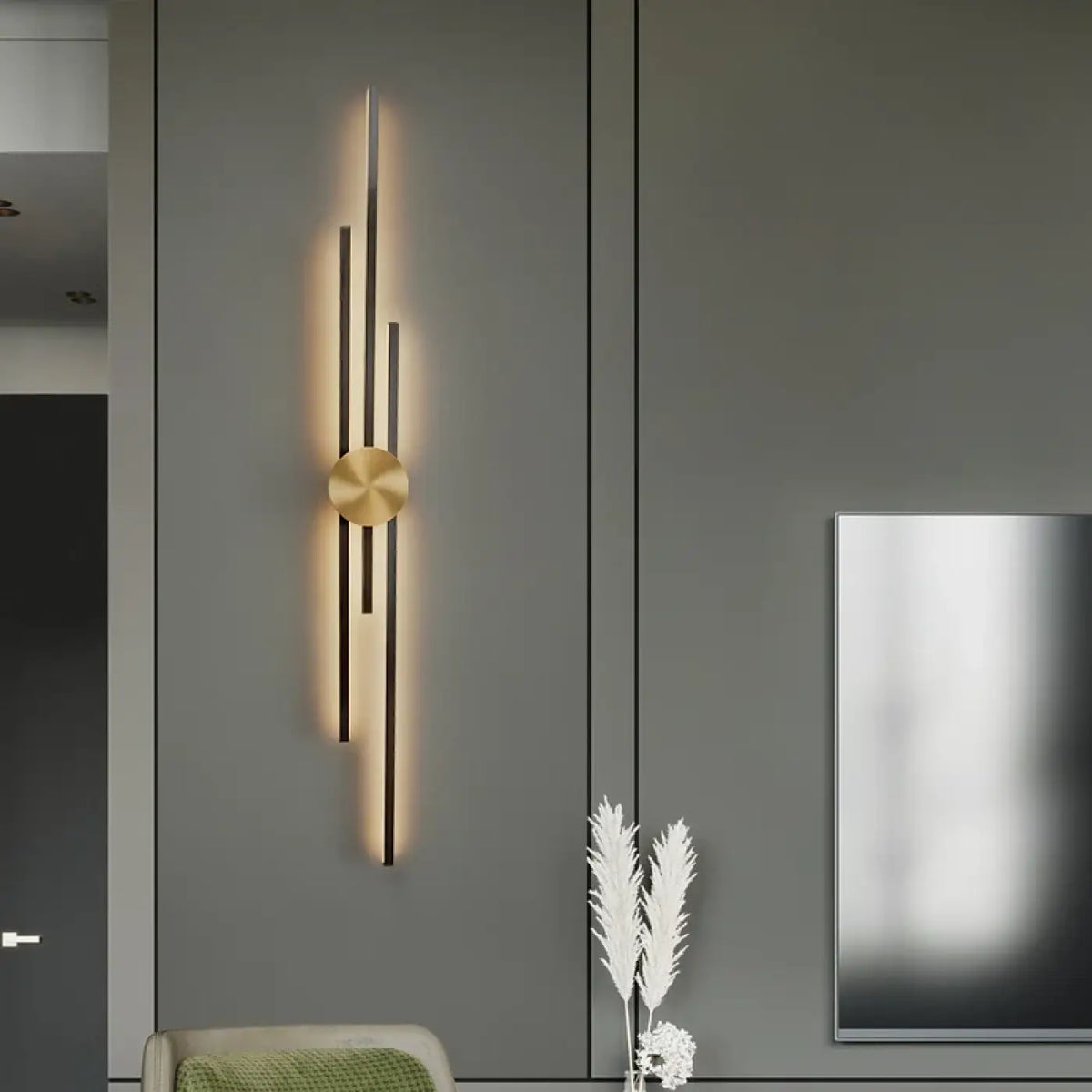 Applique murale LED moderne à trois barres, dorée ou noire