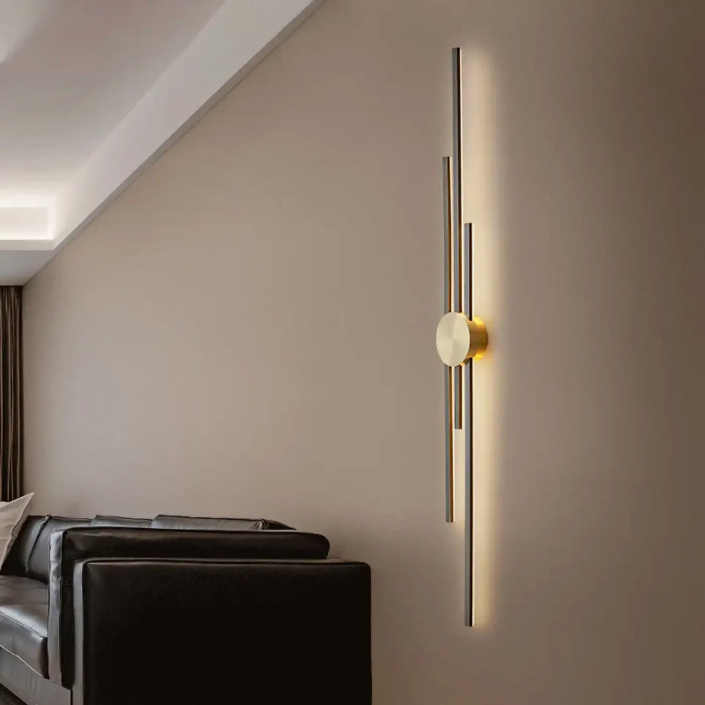 Applique murale LED moderne à trois barres, dorée ou noire