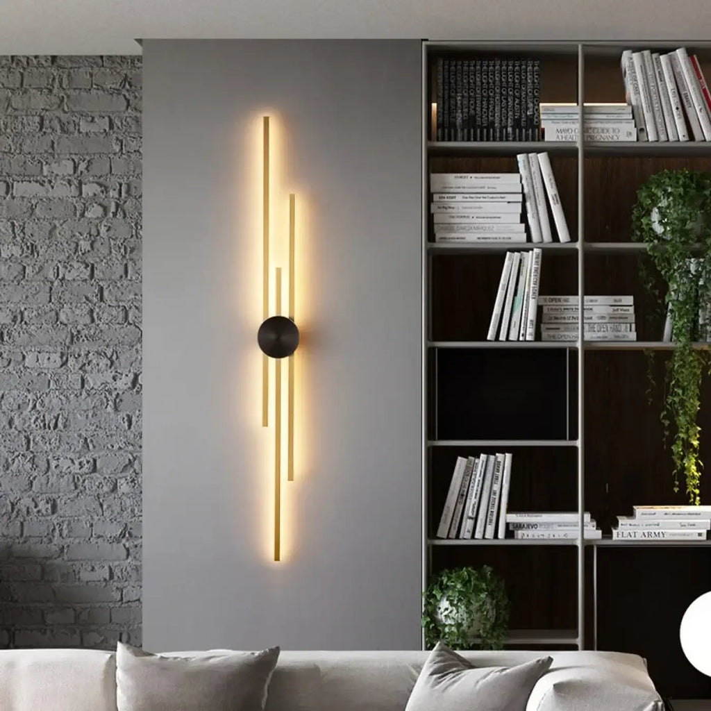 Applique murale LED moderne à trois barres, dorée ou noire, doré