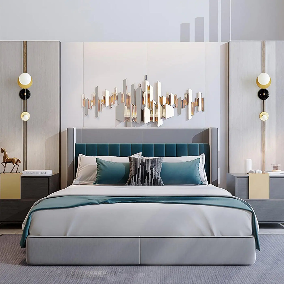 Applique murale noire et dorée, design bicolore
