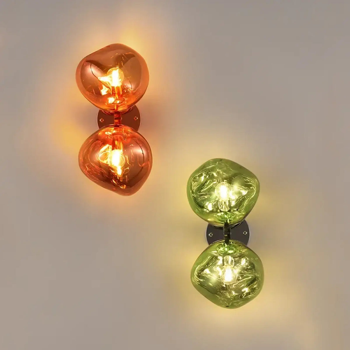Applique murale à deux globes de verre soufflé, six coloris
