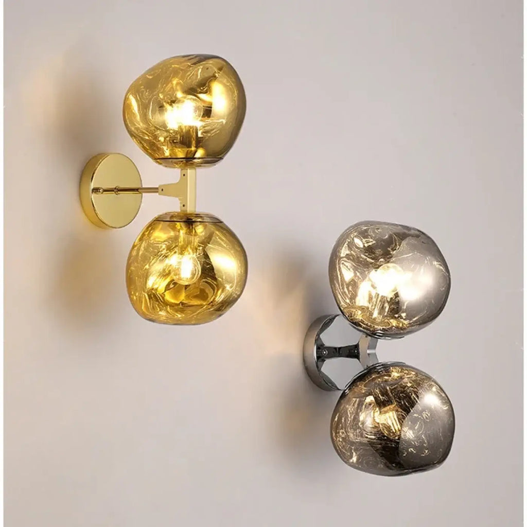Applique murale à deux globes de verre soufflé, six coloris