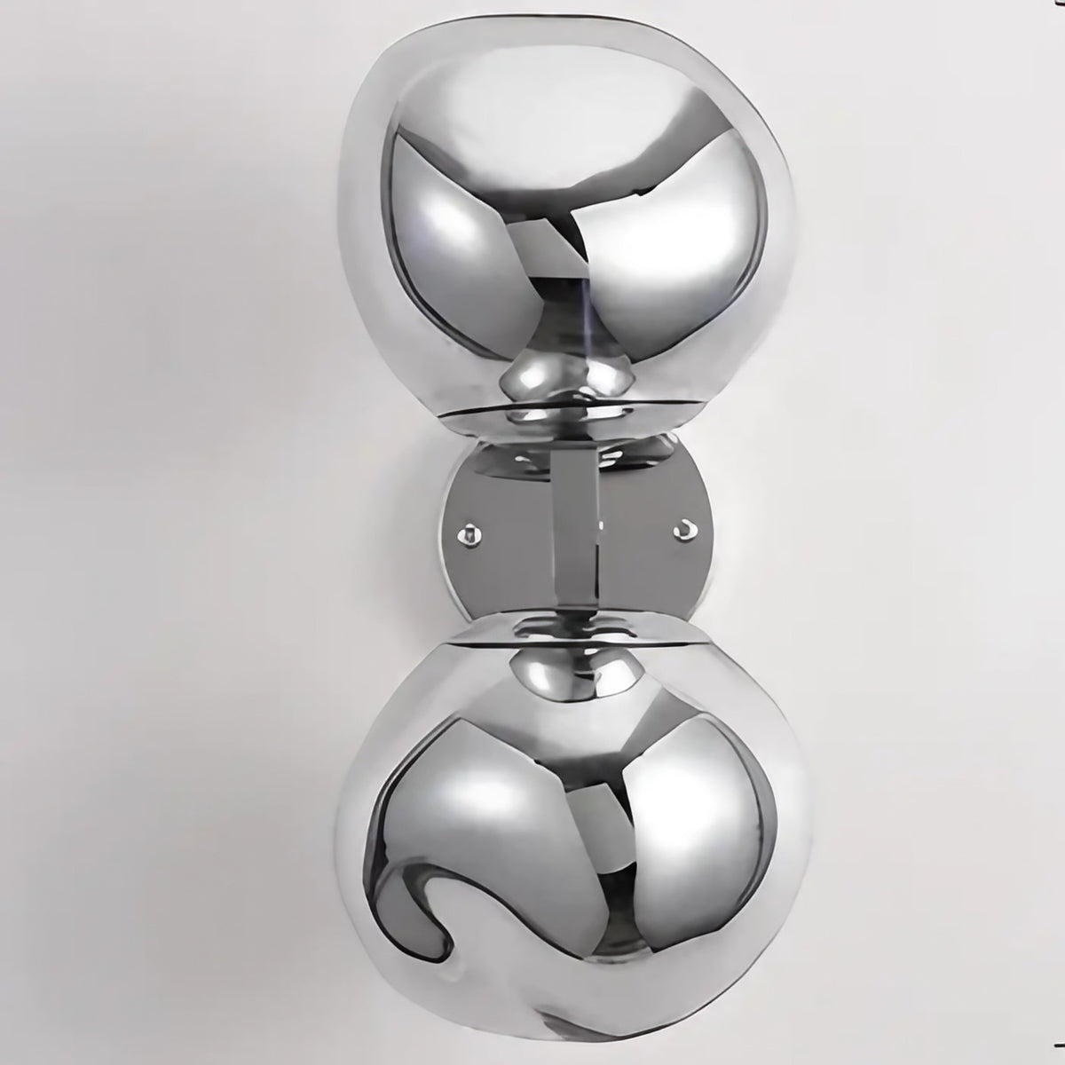 Applique murale à deux globes de verre soufflé, six coloris, argenté