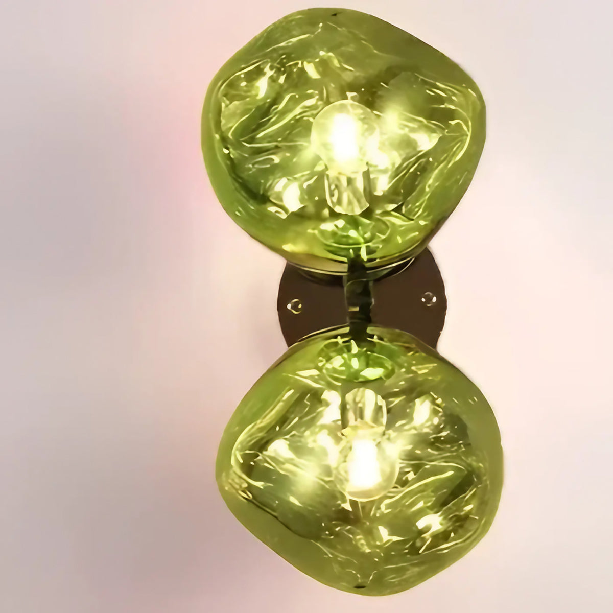 Applique murale à deux globes de verre soufflé, six coloris, vert