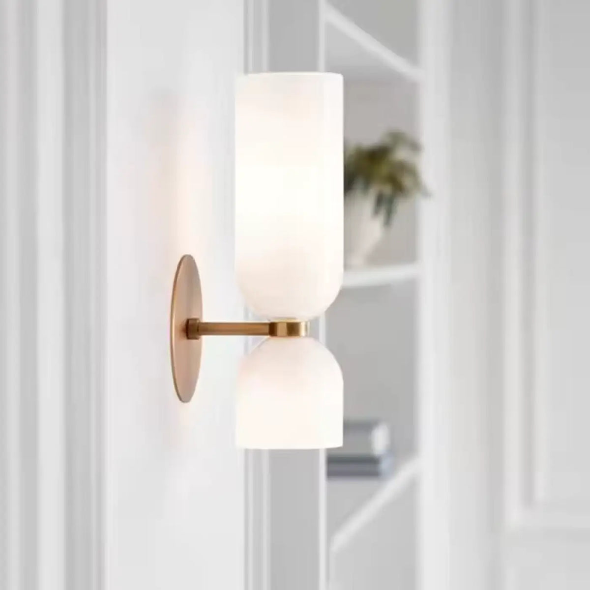 Applique murale double en verre soufflé, quatre teintes, blanc