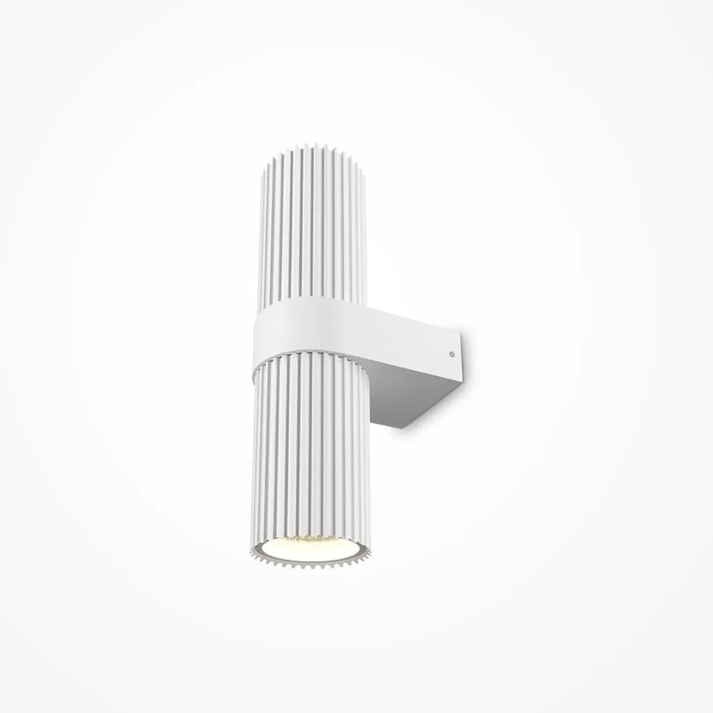 Applique murale cylindre strié en métal, deux culots GU10